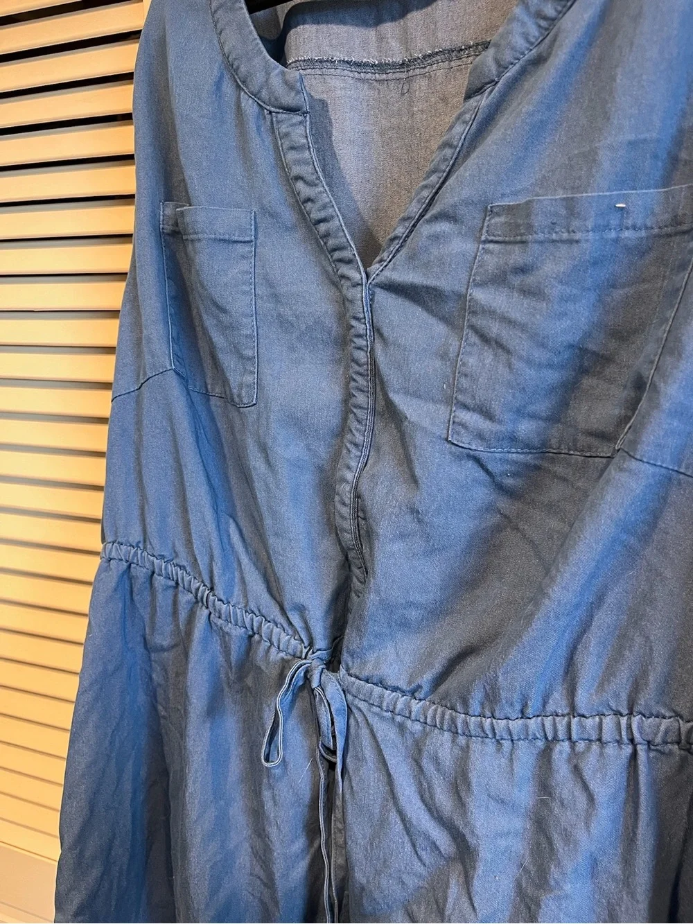 Sleeveless Drawstring Tunic Top - Blue